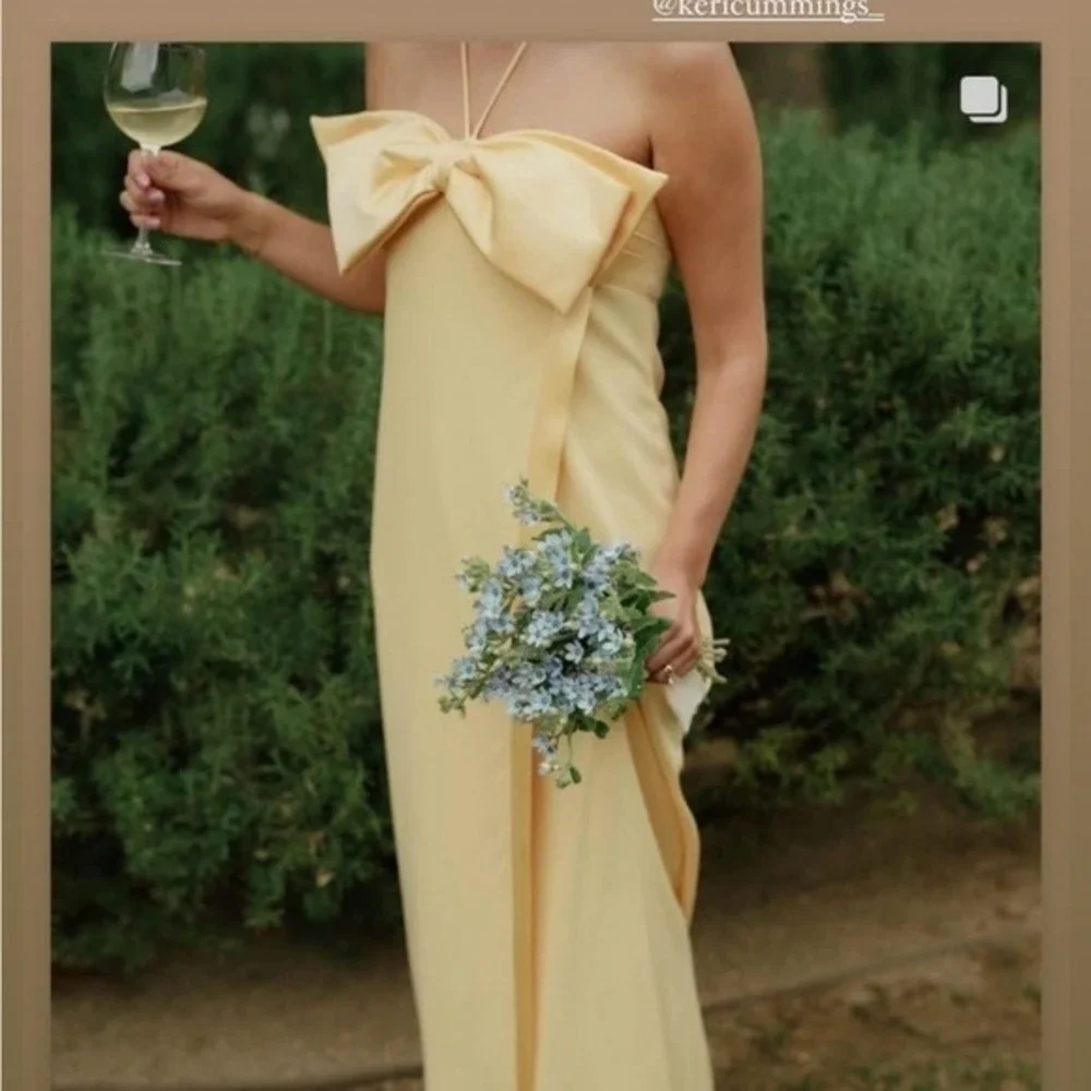NEW NWT MANGO Satin Crossed Dress Bow Neckline Maxi Gown Party Cocktail M US 6 - Picture 1 of 14